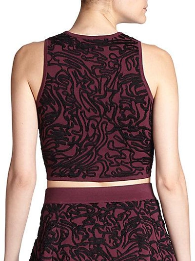 Shop Opening Ceremony Cabbage Knit Embroidered Crop Top In Beet-multi