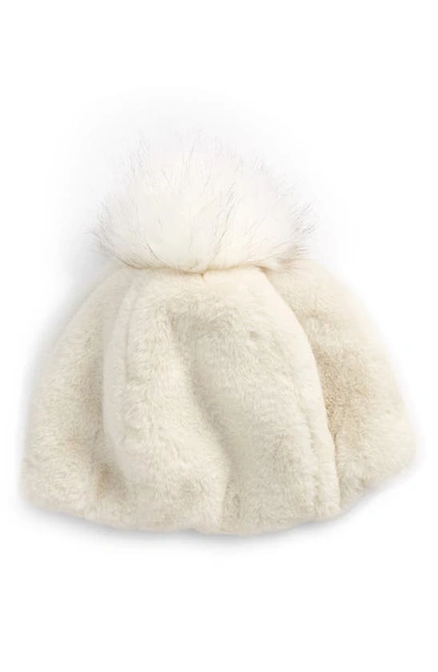Shop Gladys Tamez Faur Fur Pompom Beanie In Off White