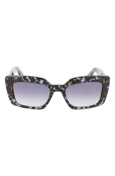 Shop Lanvin Mother & Child 55mm Rectangular Sunglasses In Blue Havana