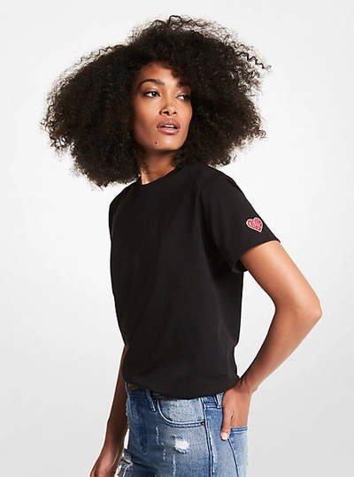 Shop Michael Kors Watch Hunger Stop Love Organic Cotton Unisex T-shirt In Black