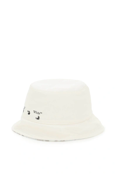 Shop Off-white Reversible Bucket Hat With Logo In White,beige,brown