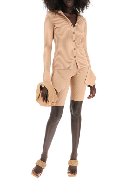 Shop Adamo Cardigan With Cut-out Detail In Beige