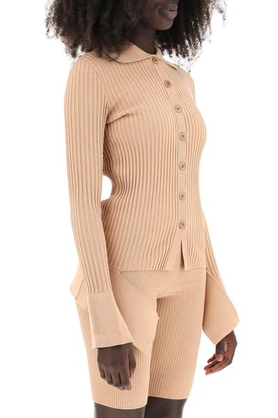 Shop Adamo Cardigan With Cut-out Detail In Beige