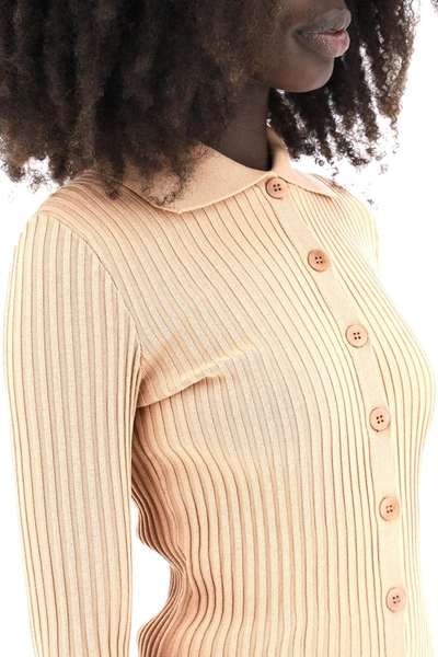 Shop Adamo Cardigan With Cut-out Detail In Beige