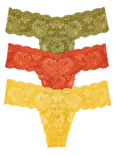Shop Cosabella Never Say Never Cutie Low Rise Thong 3-pack In African Plains