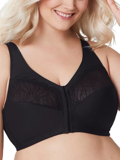 Shop Glamorise Magiclift Natural Shape Front-close Wire-free Bra In Black
