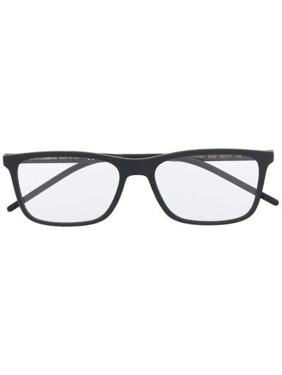 Shop Dolce & Gabbana Matte-effect Rectangle-frame Glasses In Black