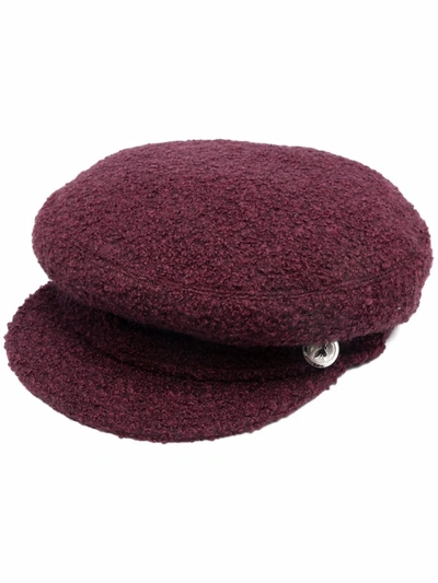 Shop Patrizia Pepe Faux-shearling Baker Boy Hat In Purple