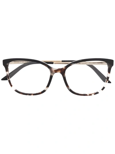 Shop Prada Tortoiseshell-effect Cat-eye Frame Glasses In Black