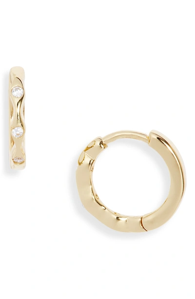 Shop Argento Vivo Sterling Silver Cubic Zirconia Huggie Earrings In Gold