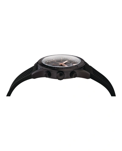 Shop Versace V-chrono Silicone Watch In Black