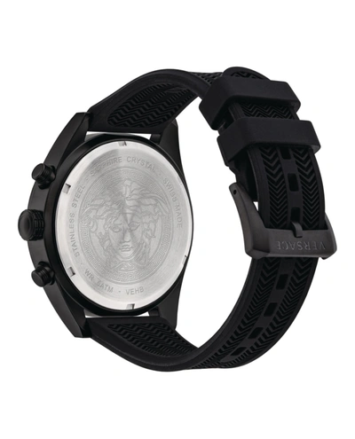 Shop Versace V-chrono Silicone Watch In Black