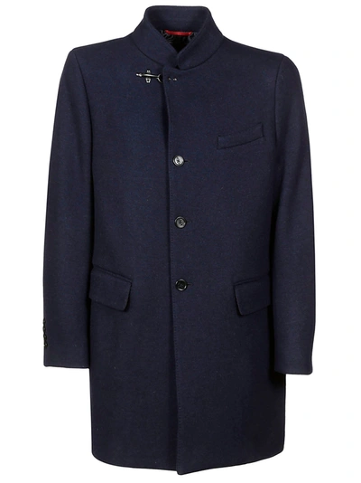 Shop Fay Men's Blue Wool Coat