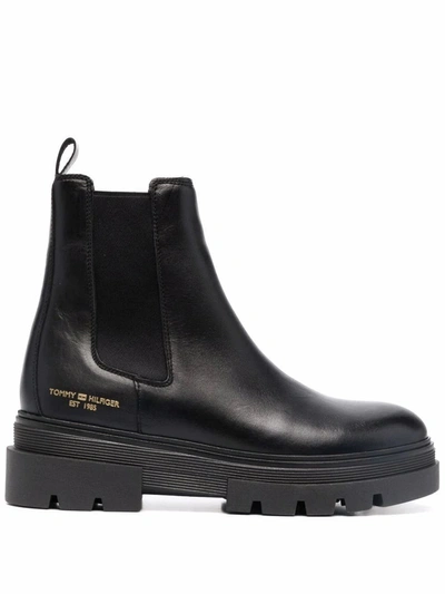 Shop Tommy Hilfiger Women's Black Leather Ankle Boots