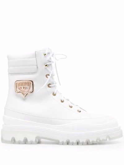 Shop Chiara Ferragni Women's White Leather Ankle Boots