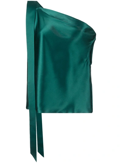 Shop Michelle Mason Silk Off-shoulder Draped Top In Blue