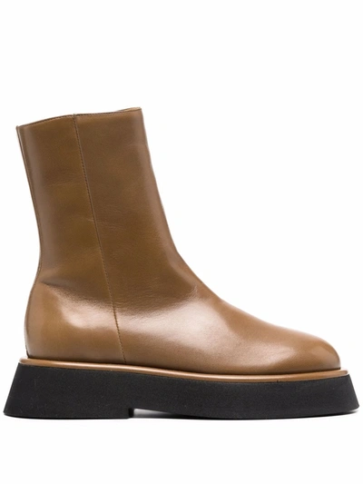 Shop Wandler Zip-up Leather Boots In Brown