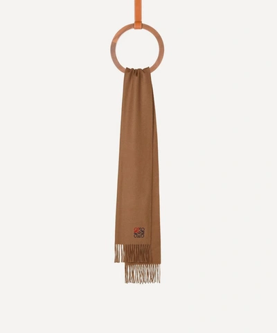 Shop Loewe Anagram Cashmere Scarf In Camel