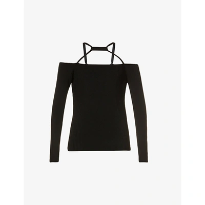 Shop Roksanda Womens Black Emrata Cut-out Stretch-knit Jumper M