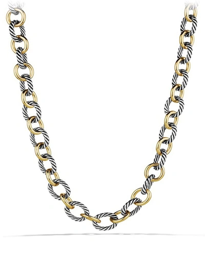 Shop David Yurman Large Sterling Silver & 18k Gold Oval Link Necklace, 18.25"l In Yellow/silver