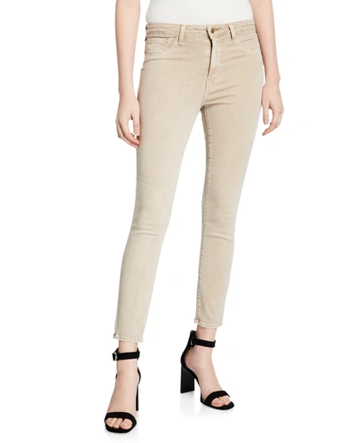 Shop L Agence Margot High-rise Skinny Ankle Jeans In Beige