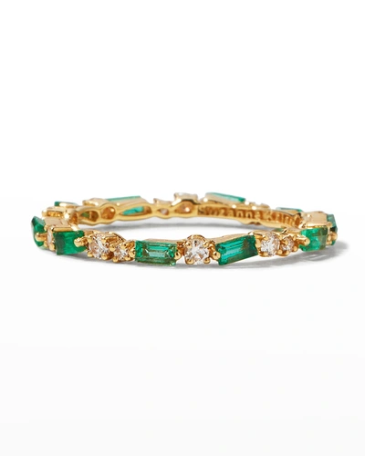 Shop Suzanne Kalan Thin Emerald Baguette And Diamond Ring
