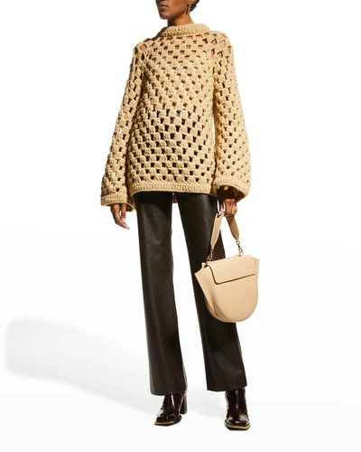 Shop Rebecca Taylor Crochet Turtleneck Sweater In Mustard