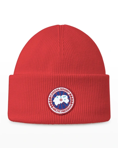 Shop Canada Goose Kid's Arctic Disc Toque Beanie Hat In Red