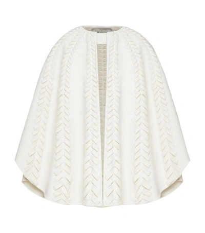 Shop Valentino Wool-cashmere Braided Cape In Ivory