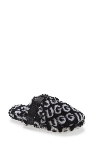 Shop Ugg (r) Fluff It Slipper With Genuine Shearling Lining In Black / White