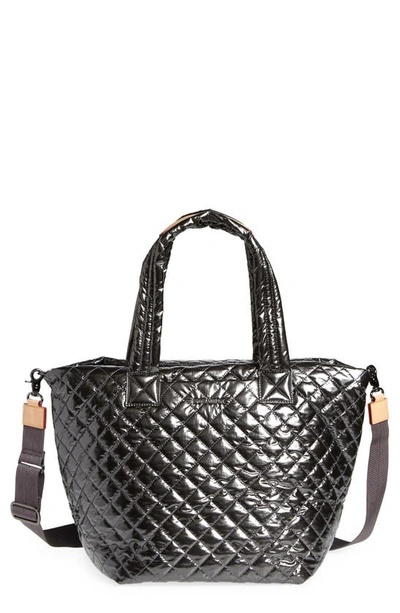 Shop Mz Wallace Medium Metro Deluxe Tote In Anthracite Metallic Lacquer