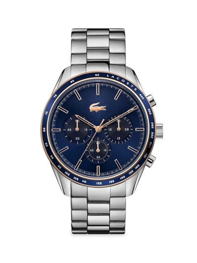 Shop Lacoste Men's Boston Stainless Steel Chronograph Bracelet Watch In Blue