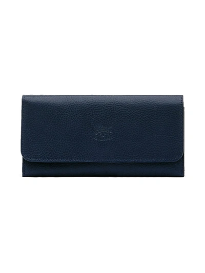 Shop Il Bisonte Women's Leather Tri-fold Continental Wallet In Blue