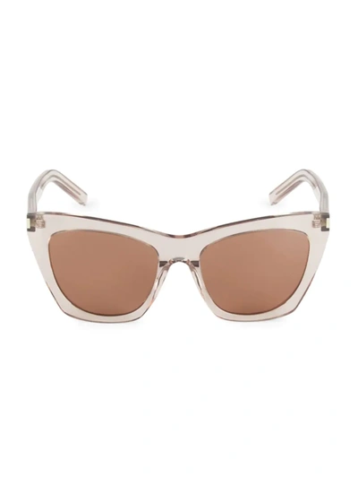 Shop Saint Laurent Women's Kate 55mm Cat Eye Sunglasses In Shiny Transparent Powder