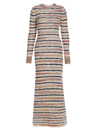 Shop A.l.c Josephine Striped Knit Dress In Navy Piscine Rust Multi