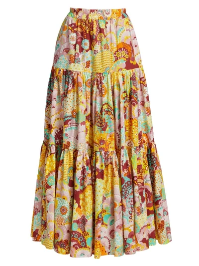 Shop La Doublej Women's Edition 27 Floral Tiered Maxi Skirt In Holi