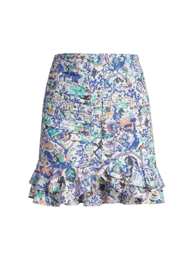 Shop Isabel Marant Women's Milendi Printed Ruffle Mini Skirt In Blue