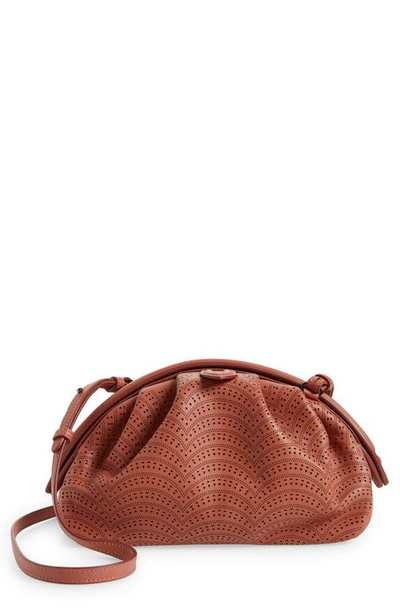 Shop Alaïa Samia 21 Perforated Leather Clutch In Poudre