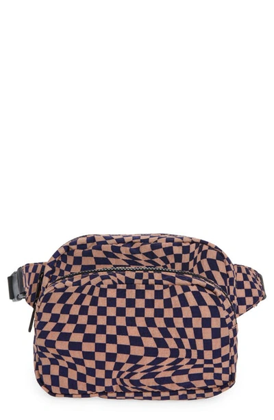 Shop Baggu Nylon Belt Bag In Indigo Trippy Checker