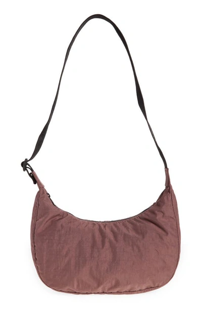 Shop Baggu Medium Crescent Nylon Canvas Shoulder Bag In Peppercorn
