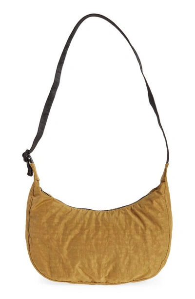 Shop Baggu Medium Crescent Nylon Canvas Shoulder Bag In Moss