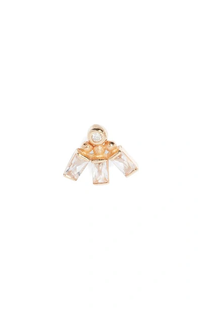 Shop Anzie Cleo Single White Topaz & Diamond Stud Earring In Rose Gold