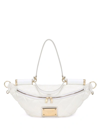 Shop Dolce & Gabbana Quilted Logo-plaque Belt Bag In White