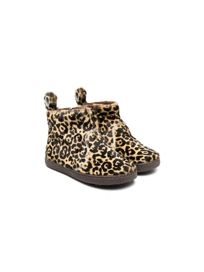 Pèpè Leopard-print Slip-on Boots In Neutrals