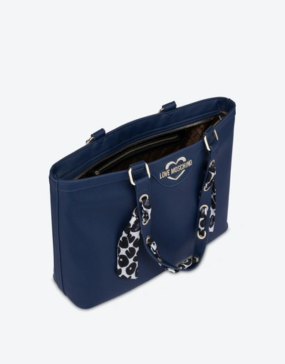 Shop Love Moschino Scarf Shopper In Blue Navy