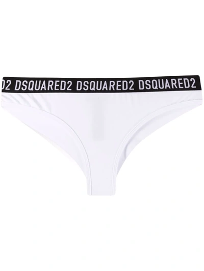 Shop Dsquared2 Logo-waist Cotton Briefs In White