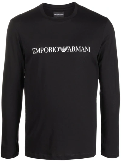 Emporio Armani Men's Logo Cotton T-shirt In Black