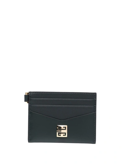 Shop Givenchy Logo-plaque Leather Cardholder In Green