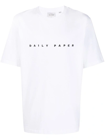 Shop Daily Paper Alias Logo-embroidered T-shirt In White