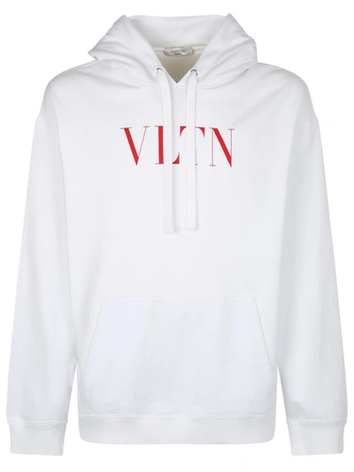 Shop Valentino Cotton Hoodie In White